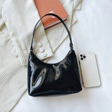 Vintage Women Patent Shoulder Underarm Bag PU Leather Casual Mini Tote Bag