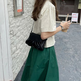 Vintage Women Pleated Shoulder Bag Casual All-match Ladies Small Handbag Purse
