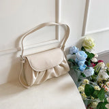 Vintage Women Pleated Shoulder Bag Casual All-match Ladies Small Handbag Purse