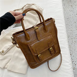 Vintage Women Pu Leather Handbags Casual Small Shoulder Tote Bag