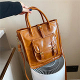 Vintage Women Pu Leather Handbags Casual Small Shoulder Tote Bag