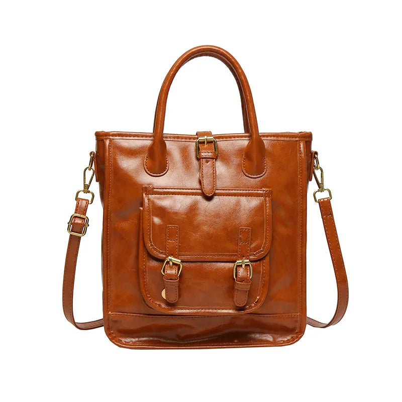Vintage Women Pu Leather Handbags Casual Small Shoulder Tote Bag
