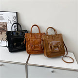 Vintage Women Pu Leather Handbags Casual Small Shoulder Tote Bag