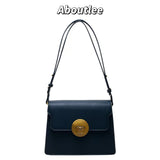 Vintage Small Square Bag PU Leather Flap Handbag Solid Shoulder Purse