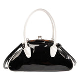 Vintage Women Shell Handbag Kiss Lock PU Leather Clip Bags