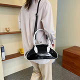 Vintage Women Shell Handbag Kiss Lock PU Leather Clip Bags