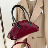Vintage Women Shell Handbag Kiss Lock PU Leather Clip Bags Female Retro Shoulder