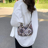 Vintage Elephant Print Shoulder Bag Bohemian Style Crossbody
