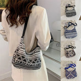 Vintage Elephant Print Shoulder Bag Bohemian Style Crossbody