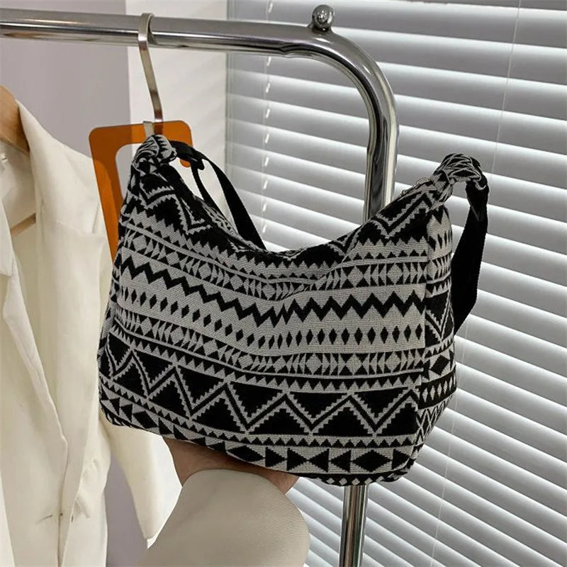 Vintage Elephant Print Shoulder Bag Bohemian Style Crossbody
