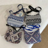 Vintage Elephant Print Shoulder Bag Bohemian Style Crossbody