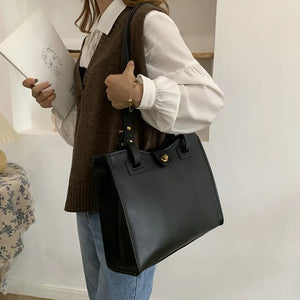 Vintage Women Shoulder Bag Large Capacity Solid PU Leather Female Casual