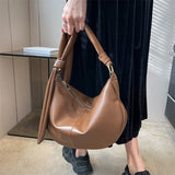 Vintage Women Shoulder Bag PU Leather Solid Crossbody Bags High Capacity Tote Ha