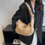 Vintage Women Shoulder Bag PU Leather Solid Crossbody Bags High Capacity Tote Ha