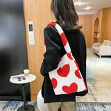 Vintage Plush Flower Shoulder Bag Chain Purse Winter Casual Large Purse