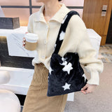 Vintage Plush Flower Shoulder Bag Chain Purse Winter Casual Large Purse