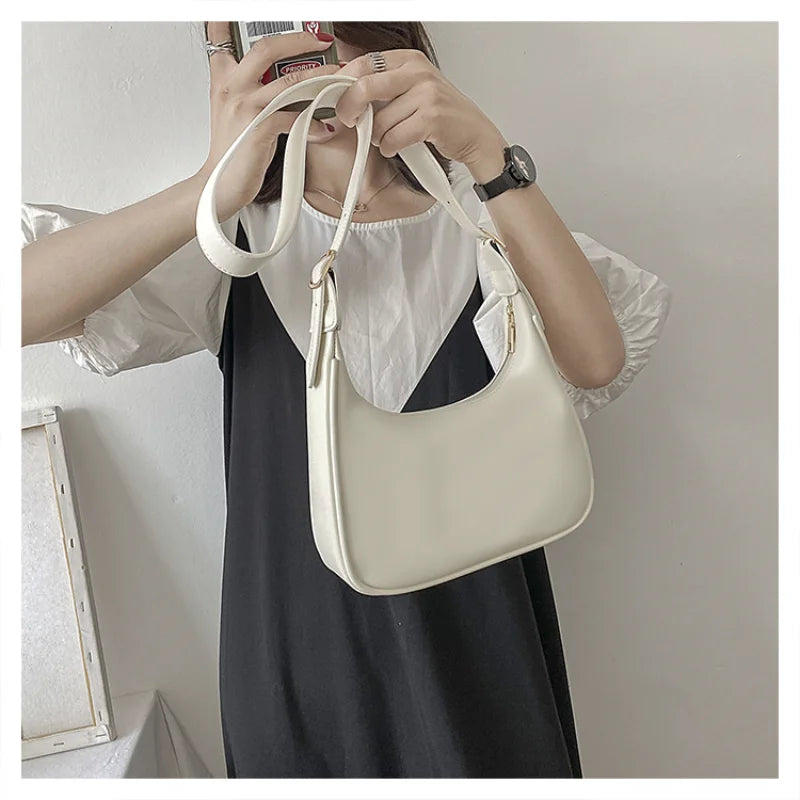Vintage Women Shoulder Bag Small PU Leather Solid Crossbody Bags
