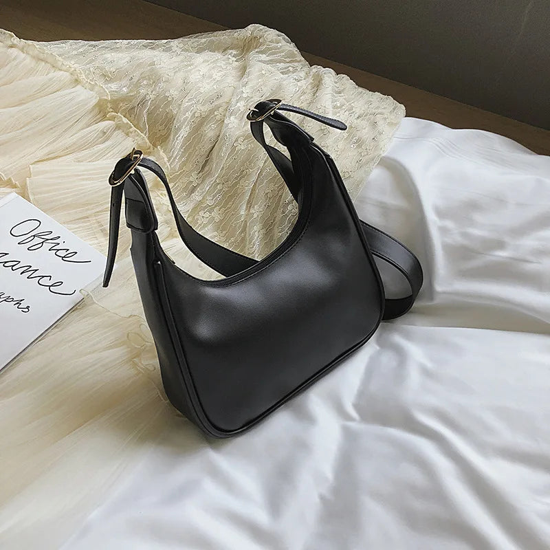 Vintage Women Shoulder Bag Small PU Leather Solid Crossbody Bags