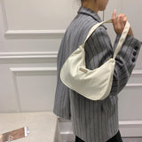 Vintage Women Shoulder Bag Solid Crescent Underarm Bags Ladies Nylon Small Purse