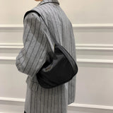 Vintage Women Shoulder Bag Solid Crescent Underarm Bags Ladies Nylon Small Purse