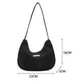 Vintage Women Shoulder Bag Solid Crescent Underarm Bags Ladies Nylon Small Purse