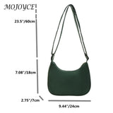 Vintage Women Shoulder Bag Solid Crescent Underarm Bags Casual Ladies Nylon Cros