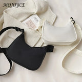 Vintage Women Shoulder Bag Solid Crescent Underarm Bags Casual Ladies Nylon Cros