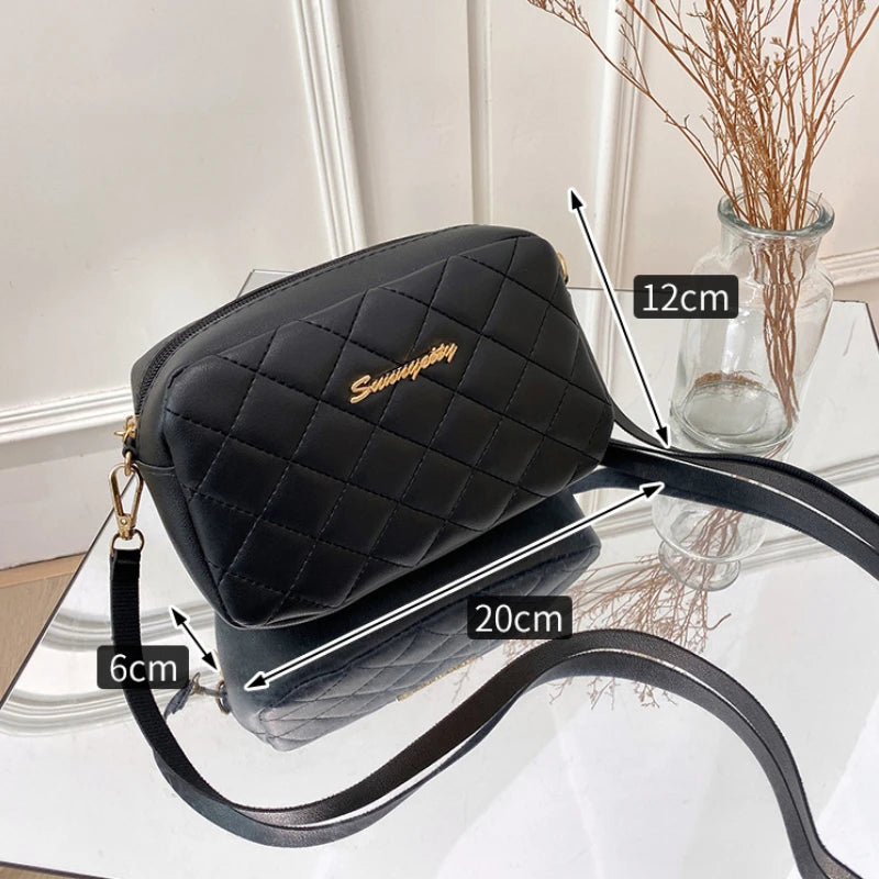 Vintage Women Shoulder Bag Solid Lingge Embroidery Messenger Bag Female Ladies