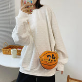 Vintage Women Shoulder Bag Digital Printing PU Ball Single Chain Crossbody