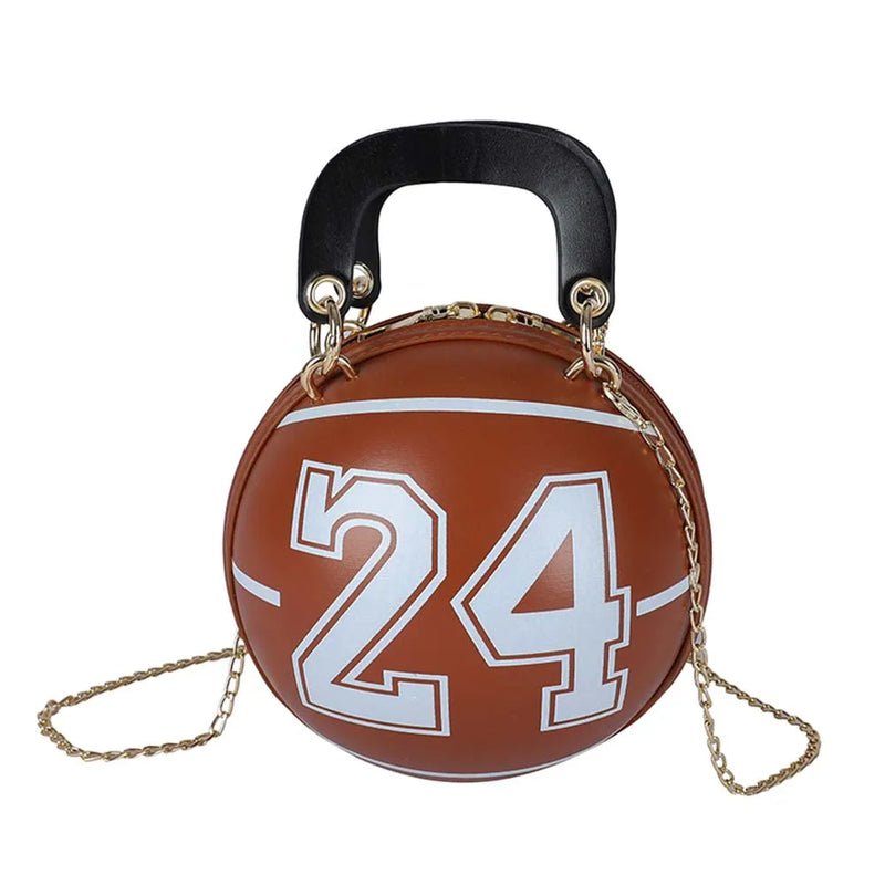 Vintage Women Shoulder Bag Digital Printing PU Ball Single Chain Crossbody