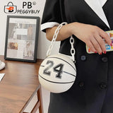 Vintage Women Shoulder Bag Digital Printing PU Ball Single Chain Crossbody