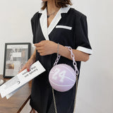 Vintage Women Shoulder Bag Digital Printing PU Ball Single Chain Crossbody