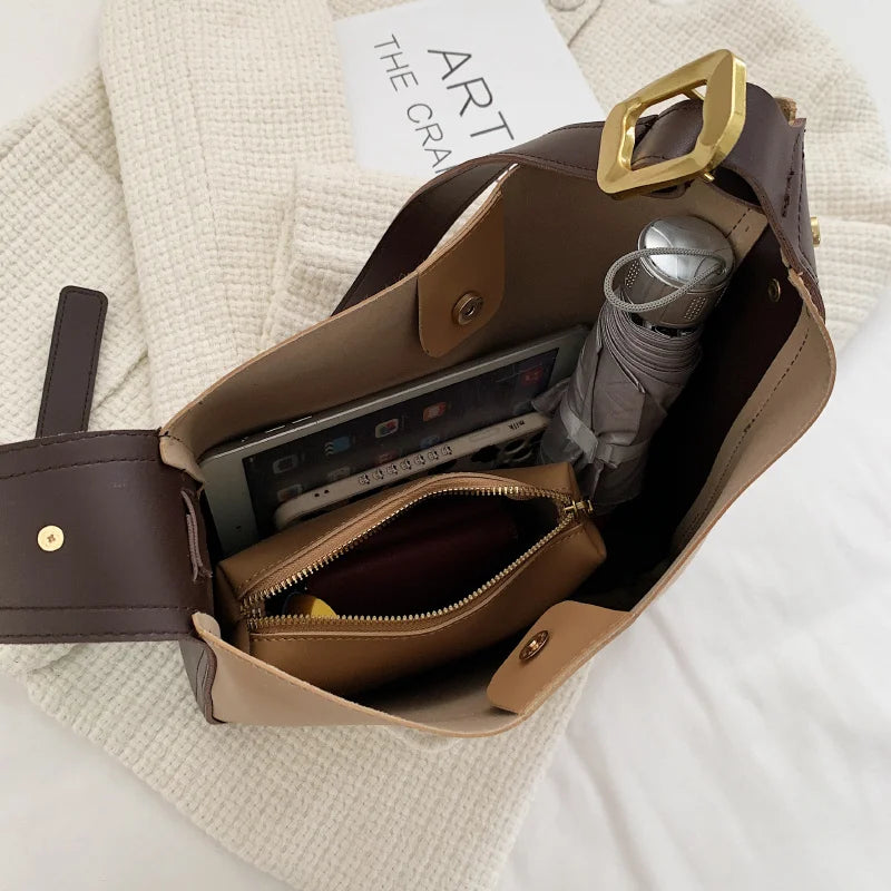 Vintage Shoulder Bag Set Large Bucket Handbag Crossbody Messenger Bag