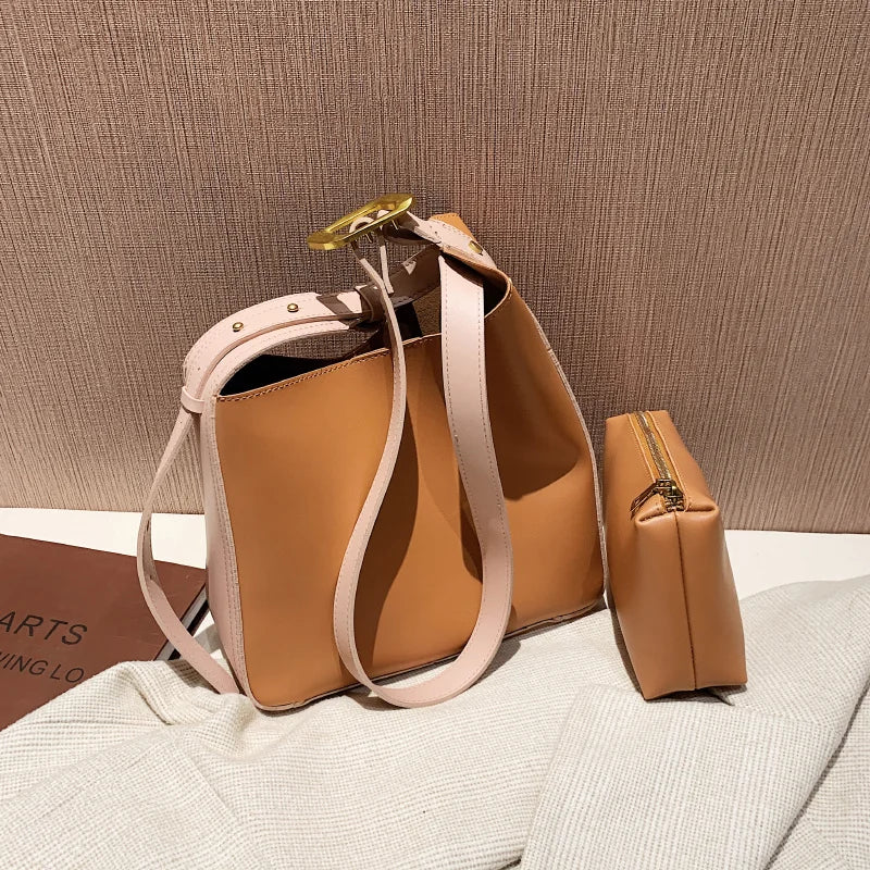 Vintage Shoulder Bag Set Large Bucket Handbag Crossbody Messenger Bag