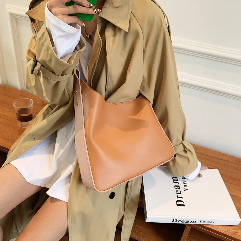 Vintage Shoulder Bag Set Large Bucket Handbag Crossbody Messenger Bag