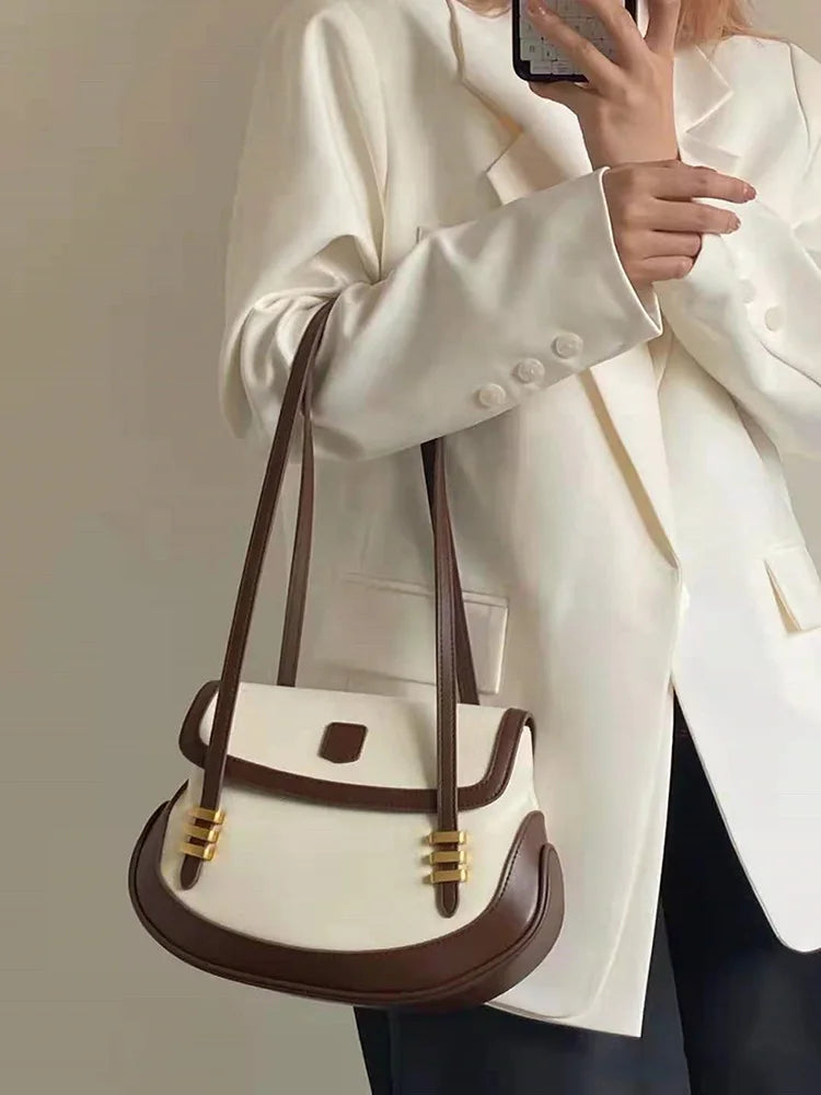 Vintage Women Shoulder Bags High Contrast Underarm Bag Ladies Commuter Handbag