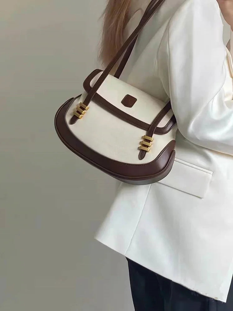 Vintage Women Shoulder Bags High Contrast Underarm Bag Ladies Commuter Handbag