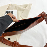 Vintage Brown PU Leather Women Shoulder Bag Crossbody