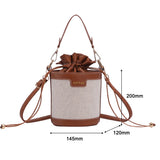 Vintage PU Leather Bucket Crossbody Bag Mini Drawstring Handbag