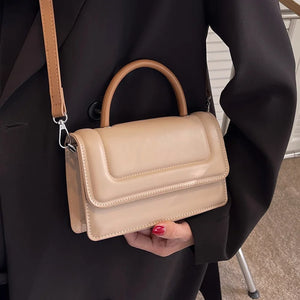 Vintage Women Shoulder Bags Top Handle Bag Solid Leather Messenger Handbag