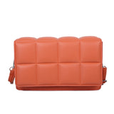 Vintage Soft Leather Handbag Checker Pattern Shoulder Bag