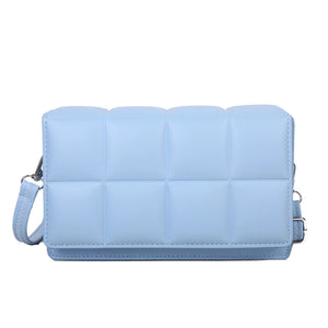 Vintage Soft Leather Handbag Checker Pattern Shoulder Bag