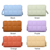 Vintage Soft Leather Handbag Checker Pattern Shoulder Bag