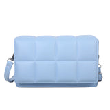 Vintage Soft Leather Handbag Checker Pattern Shoulder Bag