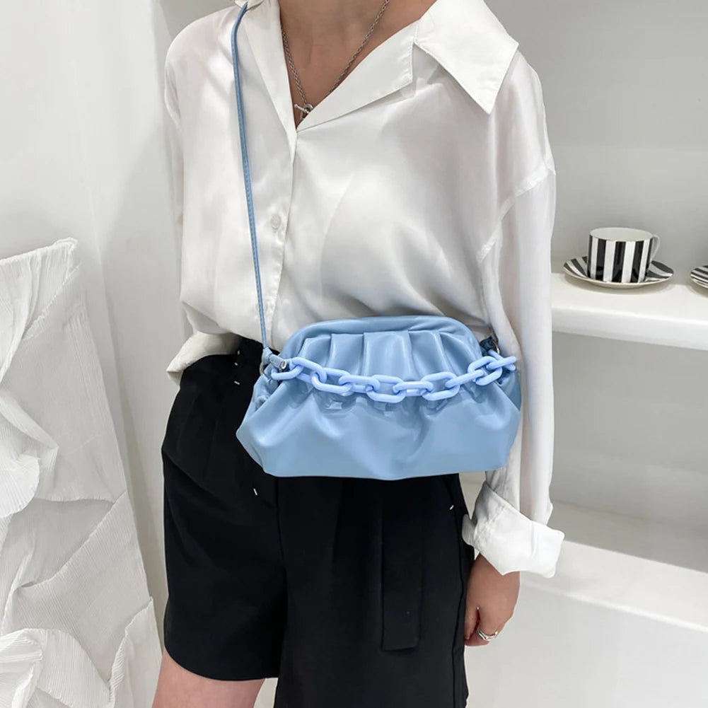 Vintage Women Solid PU Leather Plush Shoulder Crossbody Messenger Bag