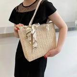 Vintage Woven Silk Scarf Shoulder Tote Bag