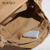 Vintage Women Straw Woven Round Shoulder Bag Beach Hollow Tote Bag