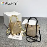 Vintage Women Top-Handle Bags Solid Underarm Bags Beach Woven