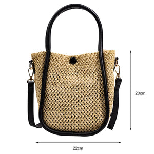 Vintage Women Top-Handle Bags Solid Underarm Bags Beach Woven