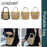 Vintage Women Top-Handle Bags Solid Underarm Bags Beach Woven